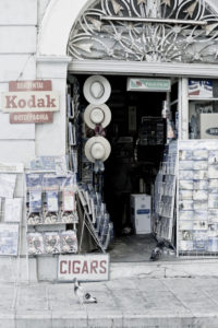 Corfu (city), souvenir shop with displays Corfu (city), souvenir shop with displays